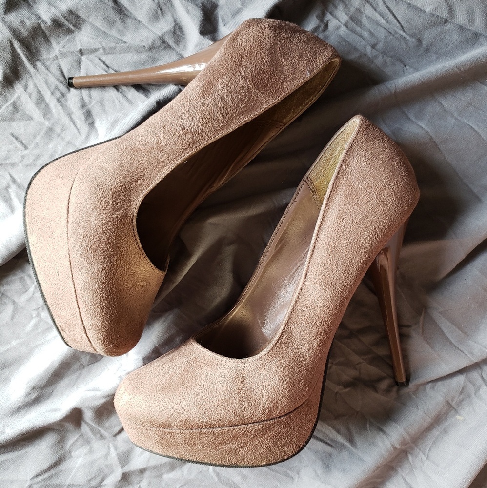 Charlotte Russe Nude Suede Pumps